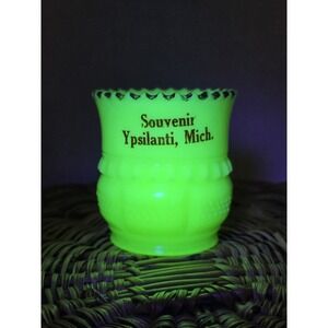 Antique souvenir custard Glass Ypsilanti Michigan. Souvenir Toothpick Holder